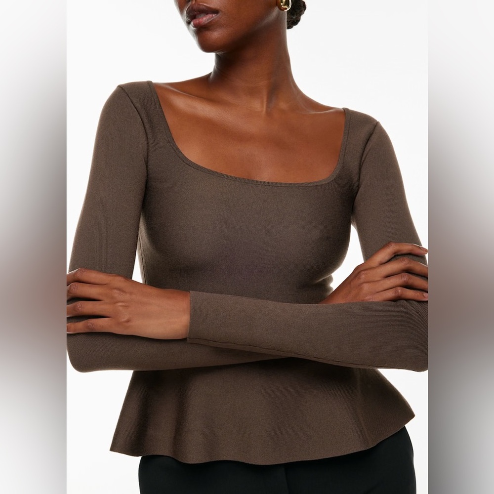 ARITZIA White Sculpt Knit Peplum Sweater - Picture 3 of 8